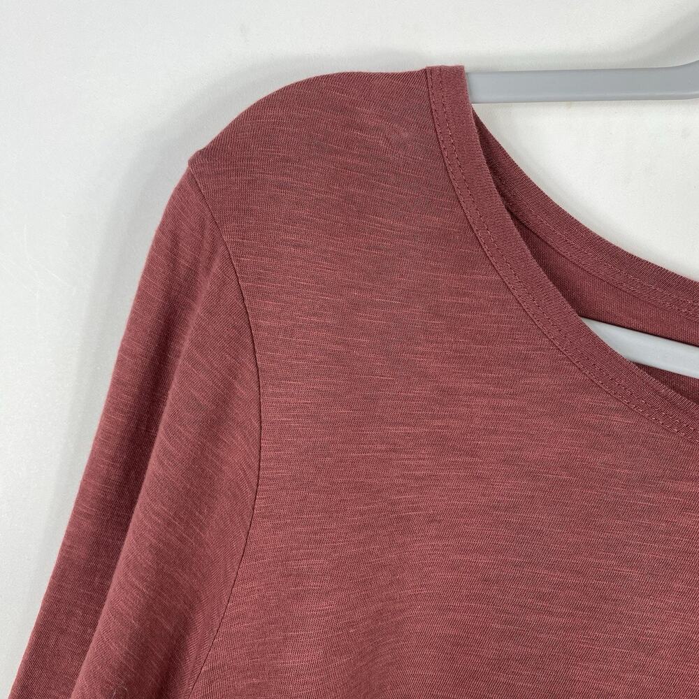 Logo Lori Goldstein Top 1X Red Curved Hem Long Sleeve 100% Cotton Tunic - Picture 4 of 6
